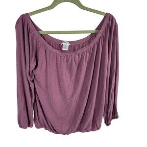 Persaya Off the Shoulder Boho Peasant Top Purple Size XL